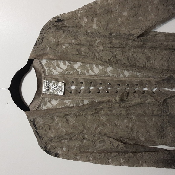 Vocal USA Women's S Open Ruffles Front Floral Lace Summer Cardigan - Picture 6 of 14